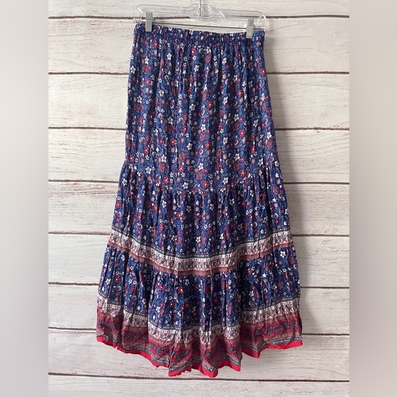 Knox Rose Boho Floral Tiered Maxi Skirt 
Size: XS | 100% Rayon | Elastic Waist - Picture 3 of 8